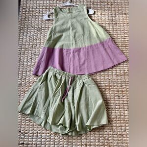 Green and Purple Women's linen set